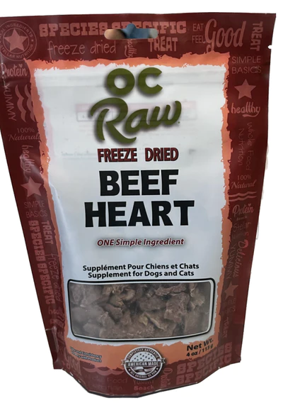 4oz OC Raw Freeze-Dried BEEF HEARTS - Food